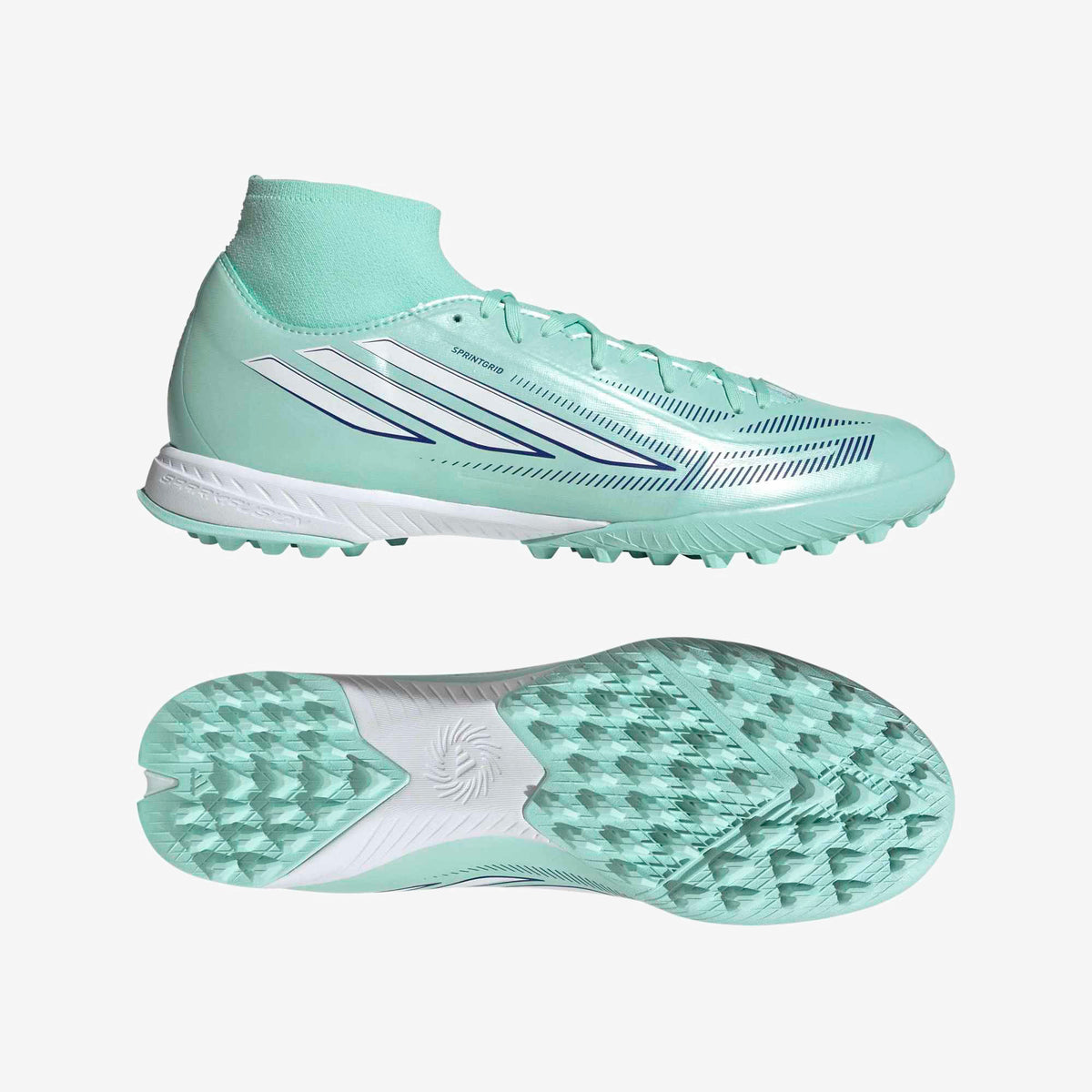 adidas F50 Sparkfusion League (Women's) Turf High-Top Soccer Shoes - Clear Mint / Ftwr White / Solar Purple