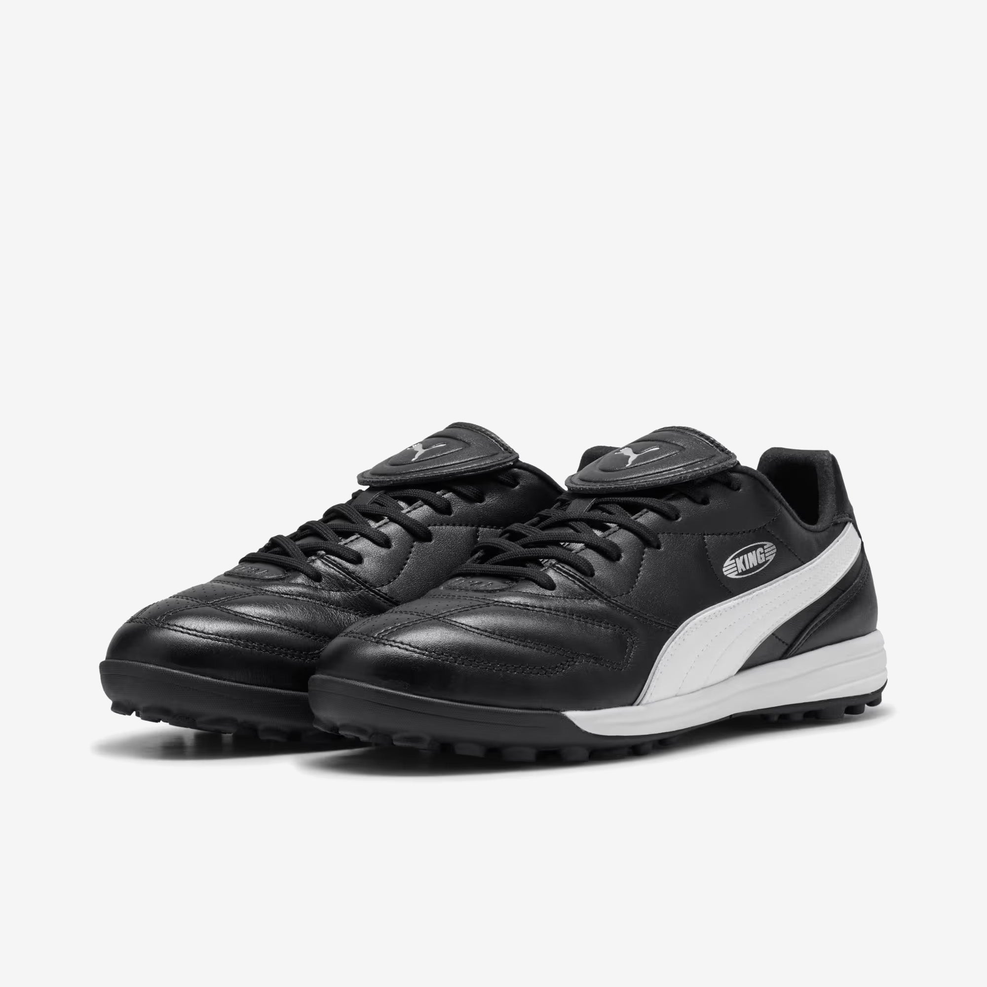 PUMA KING LIGA TT Turf Low-Top Soccer Shoes - PUMA Black-PUMA Silver-PUMA White