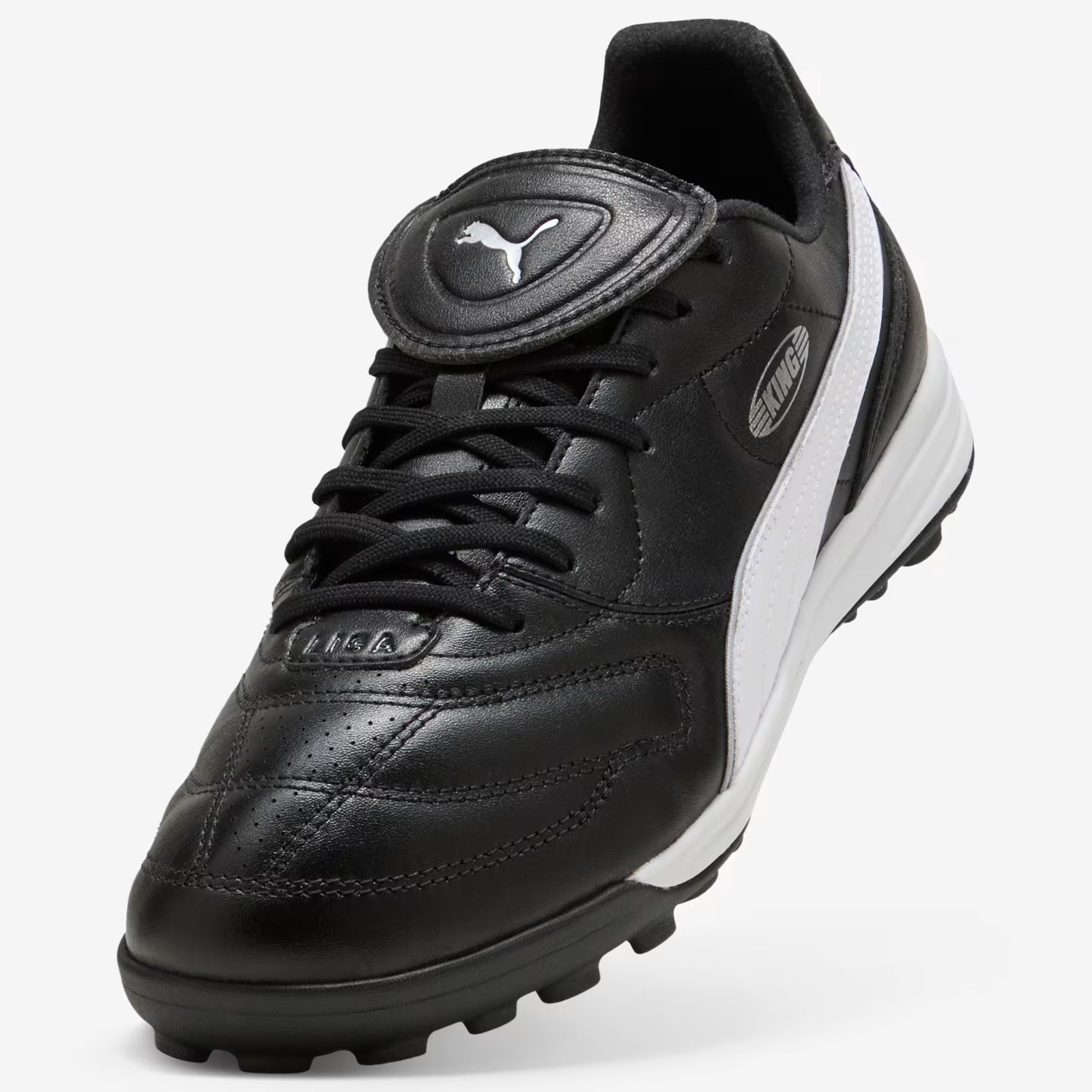 PUMA KING LIGA TT Turf Low-Top Soccer Shoes - PUMA Black-PUMA Silver-PUMA White
