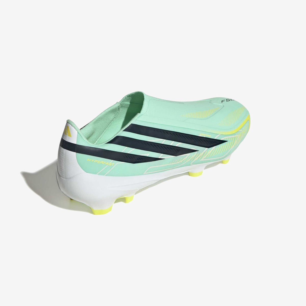 adidas F50 Hyperfast League Laceless Firm-Ground Low-Top Soccer Cleats - Pulse Mint / Night Navy / Solar Lemon