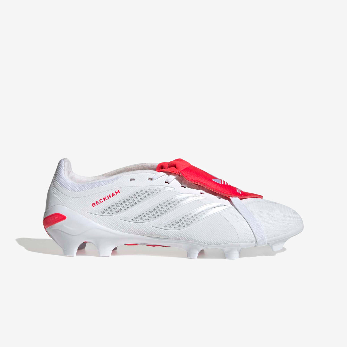 adidas Predator League Fold-Over Tongue David Beckham Firm-Ground Low-Top Soccer Cleats - Ftwr White / Silver Met. / Lucid Red