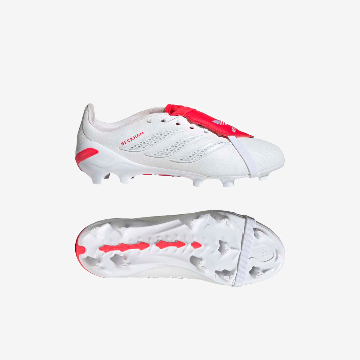 adidas Jr. Predator League Fold- Over Tongue David Beckham Big Kids' Firm-Ground Low-Top Soccer Cleats - Ftwr White / Silver Met. / Lucid Red