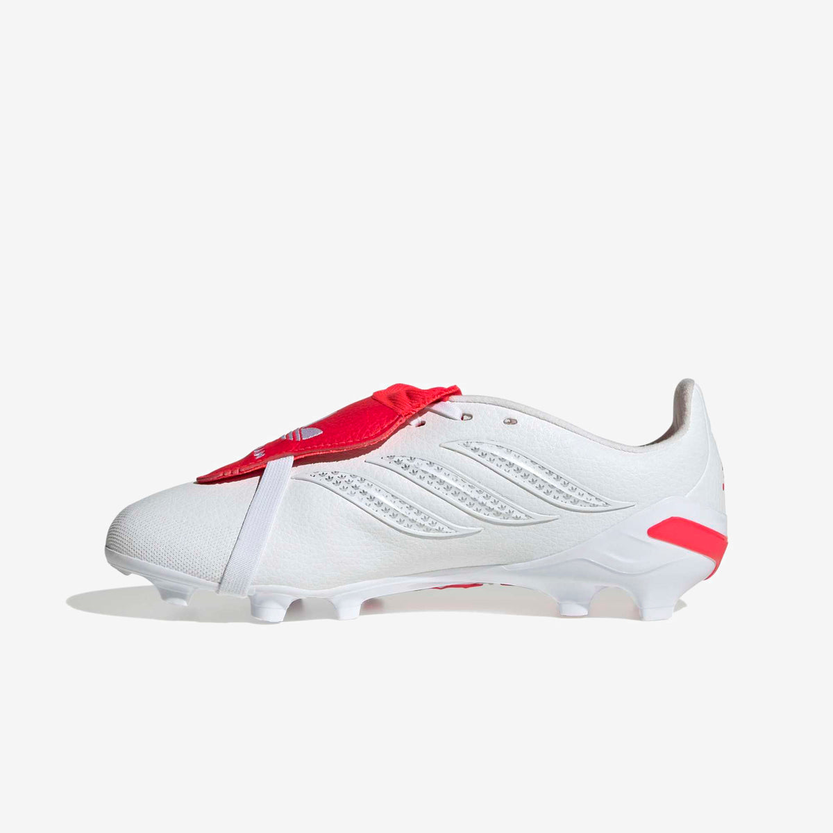 adidas Jr. Predator League Fold- Over Tongue David Beckham Big Kids' Firm-Ground Low-Top Soccer Cleats - Ftwr White / Silver Met. / Lucid Red