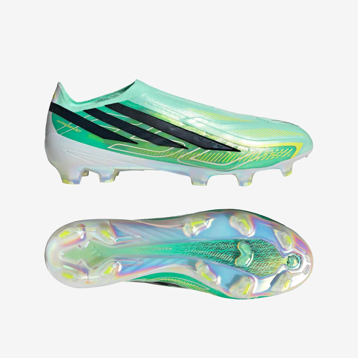 adidas F50 Hyperfast Elite Laceless Firm-Ground Low-Top Soccer Cleats - Pulse Mint / Core Black / Solar Lemon