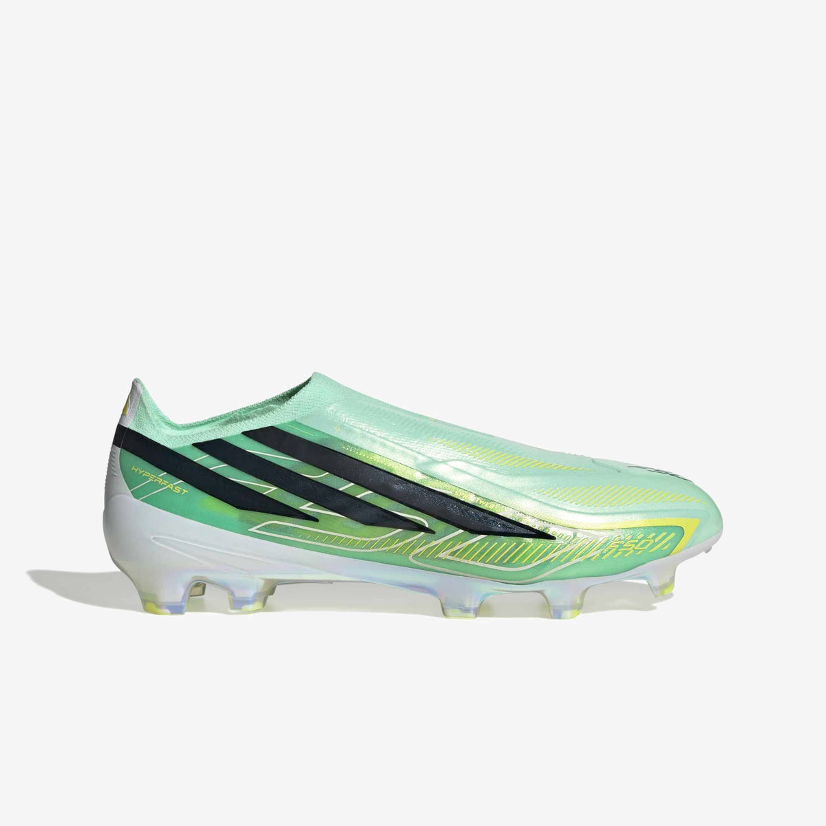 adidas F50 Hyperfast Elite Laceless Firm-Ground Low-Top Soccer Cleats - Pulse Mint / Core Black / Solar Lemon