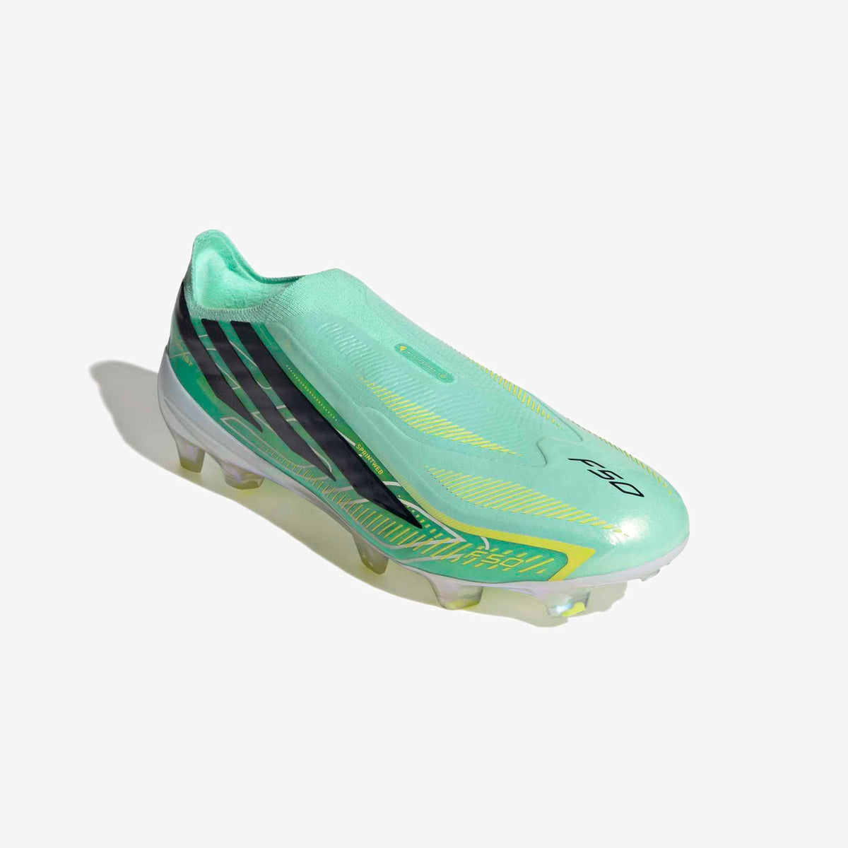 adidas F50 Hyperfast Elite Laceless Firm-Ground Low-Top Soccer Cleats - Pulse Mint / Core Black / Solar Lemon