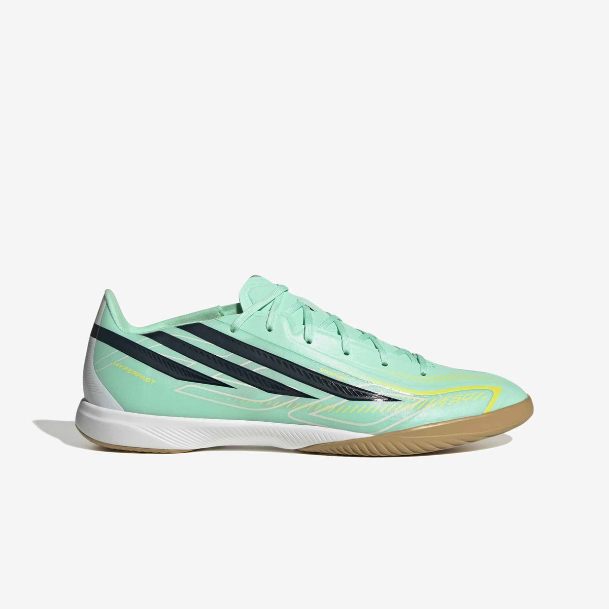 adidas F50 Hyperfast League Indoor/Court Low-Top Soccer Shoes - Pulse Mint / Night Navy / Solar Lemon