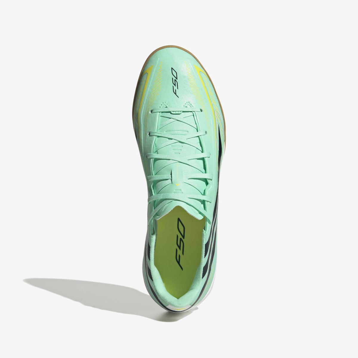 adidas F50 Hyperfast League Indoor/Court Low-Top Soccer Shoes - Pulse Mint / Night Navy / Solar Lemon