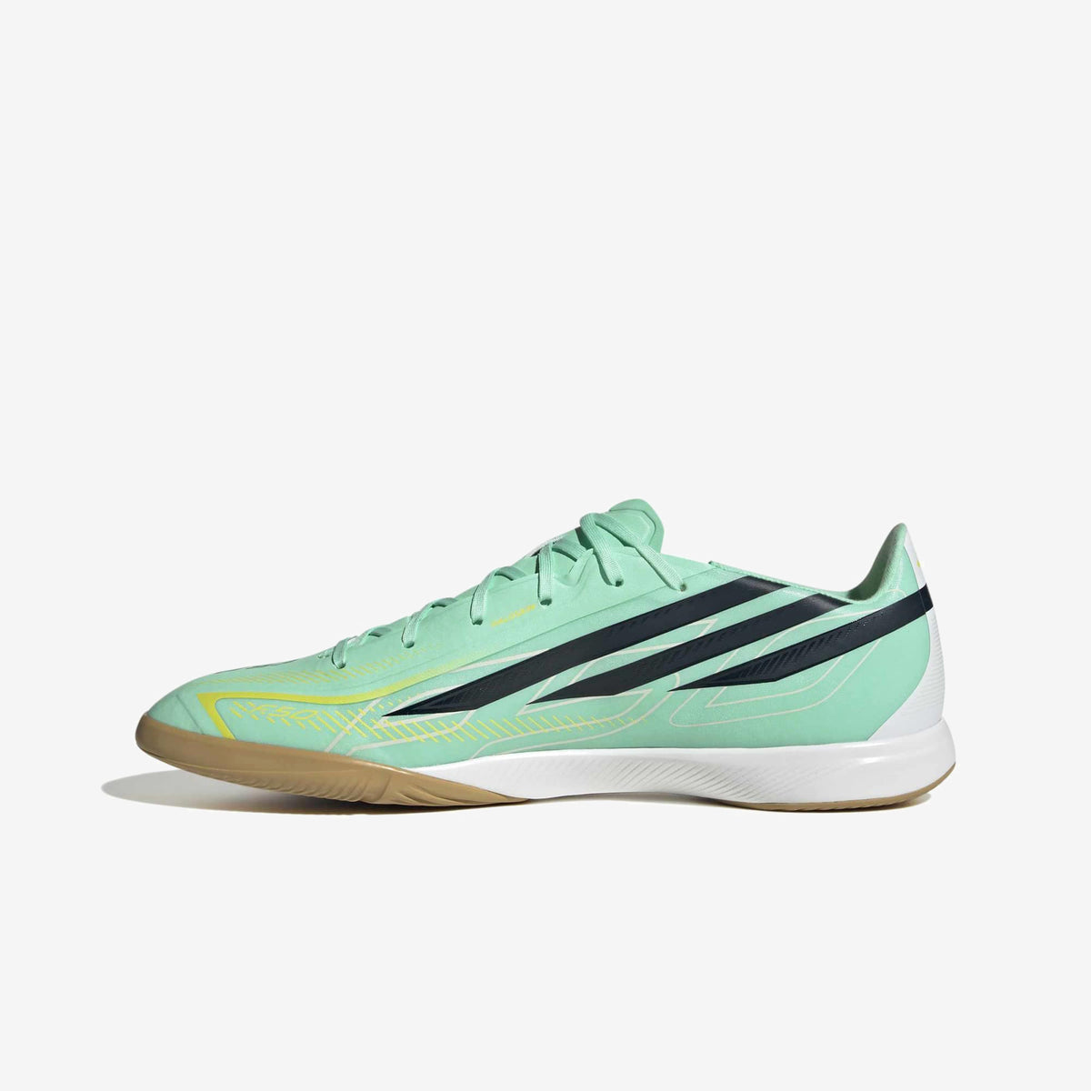 adidas F50 Hyperfast League Indoor/Court Low-Top Soccer Shoes - Pulse Mint / Night Navy / Solar Lemon