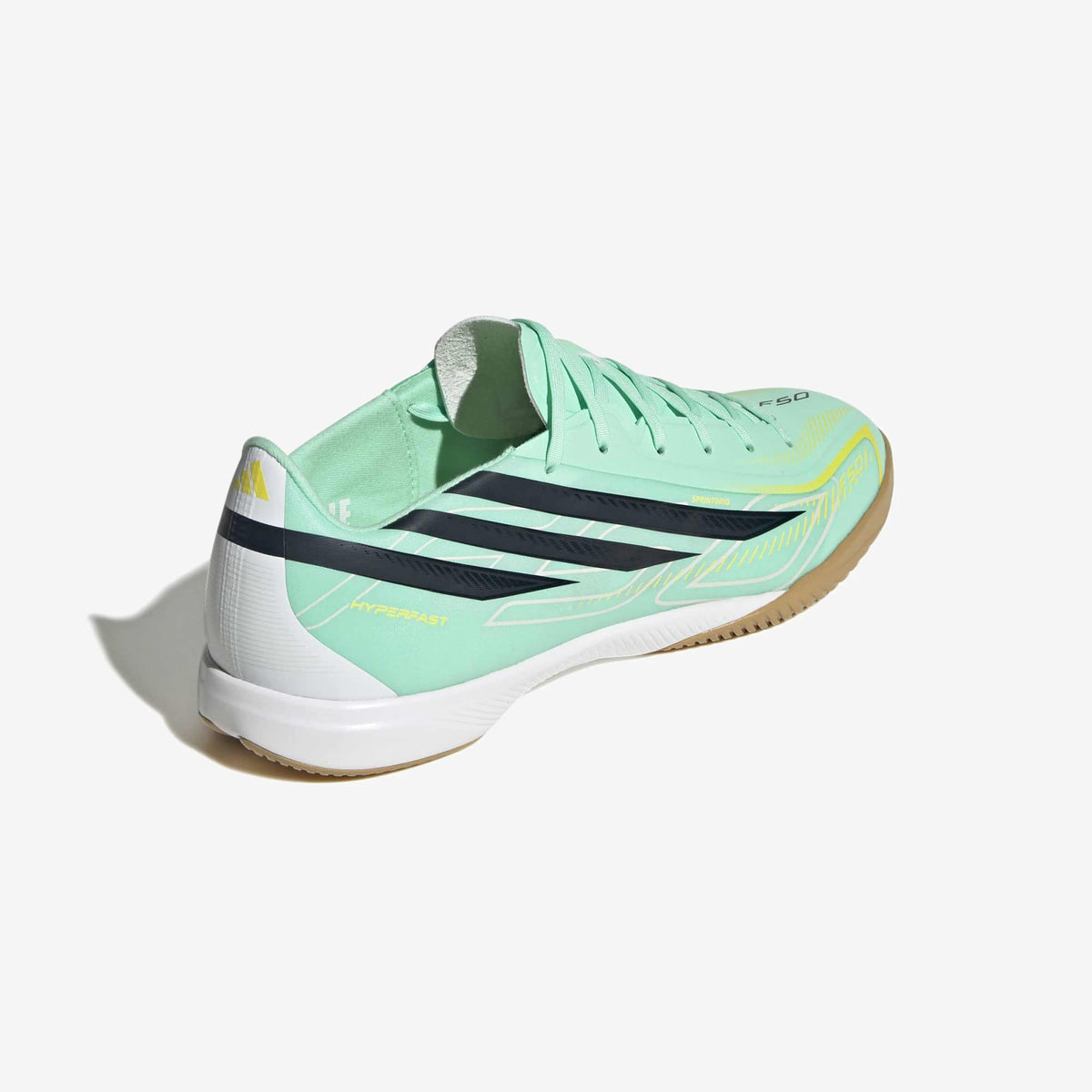 adidas F50 Hyperfast League Indoor/Court Low-Top Soccer Shoes - Pulse Mint / Night Navy / Solar Lemon