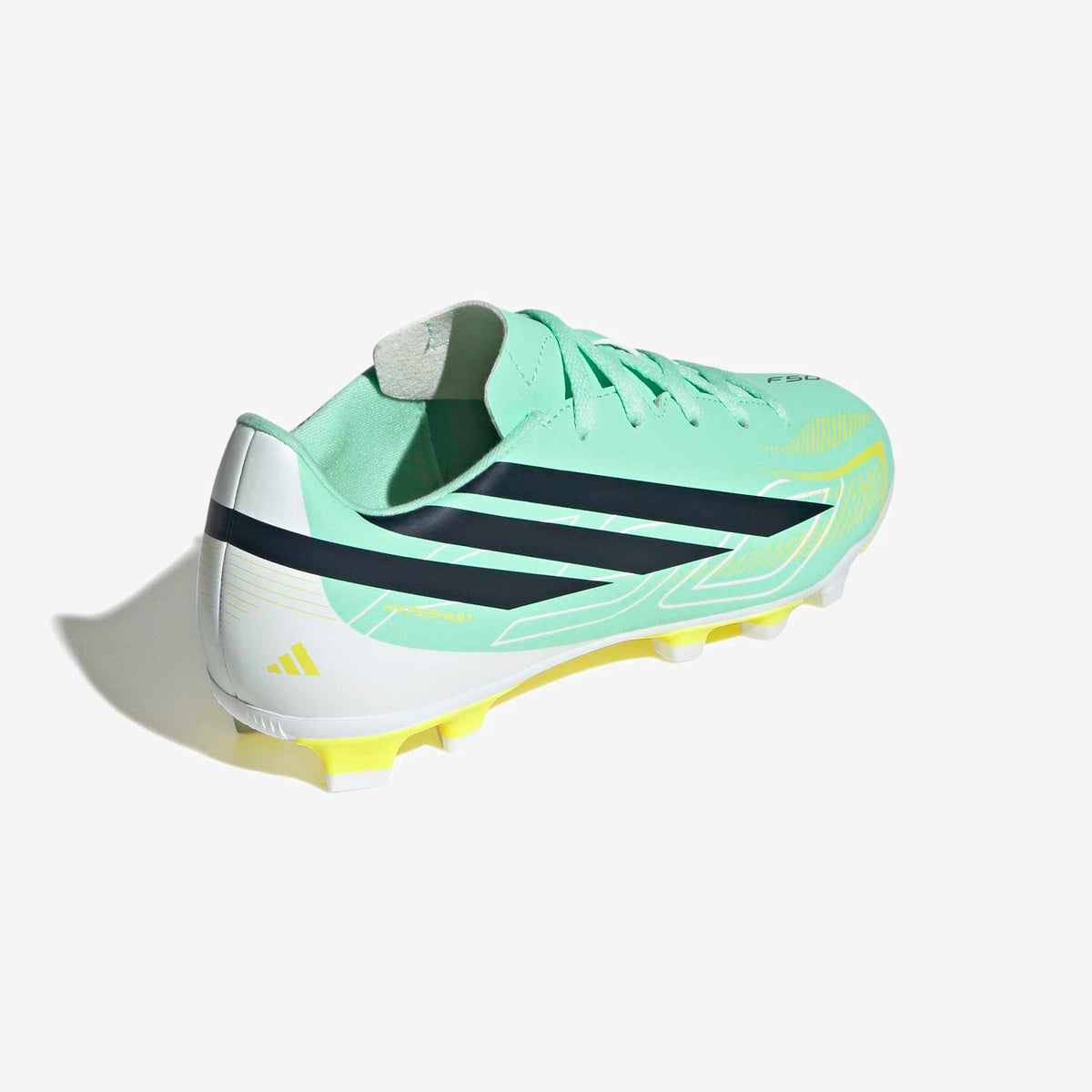 adidas Jr. F50 Hyperfast Club Little/Big Kids' Firm/Multi-Ground Low-Top Soccer Cleats - Pulse Mint / Night Navy / Solar Lemon