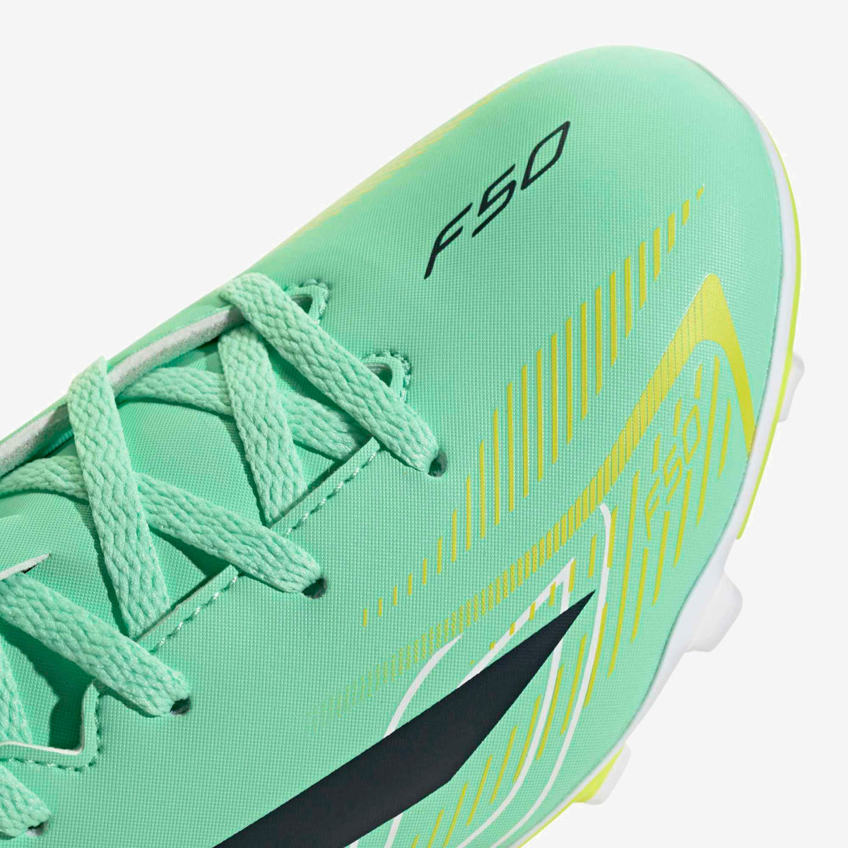 adidas Jr. F50 Hyperfast Club Little/Big Kids' Firm/Multi-Ground Low-Top Soccer Cleats - Pulse Mint / Night Navy / Solar Lemon