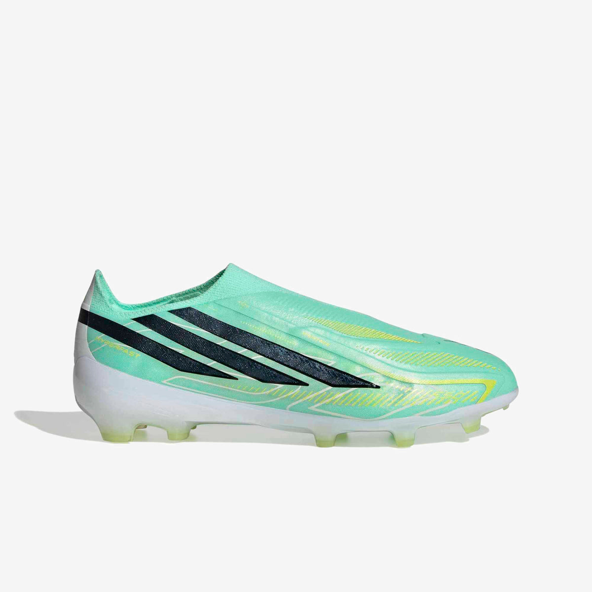 adidas Jr. F50 Hyperfast Elite Laceless Big Kids' Firm-Ground Low-Top Soccer Cleats - Pulse Mint / Core Black / Solar Lemon