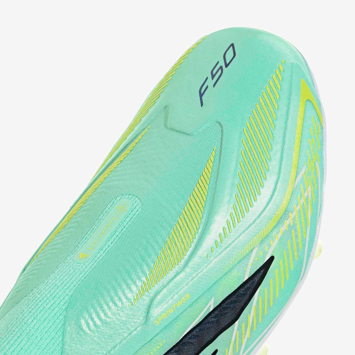 adidas Jr. F50 Hyperfast Elite Laceless Big Kids' Firm-Ground Low-Top Soccer Cleats - Pulse Mint / Core Black / Solar Lemon