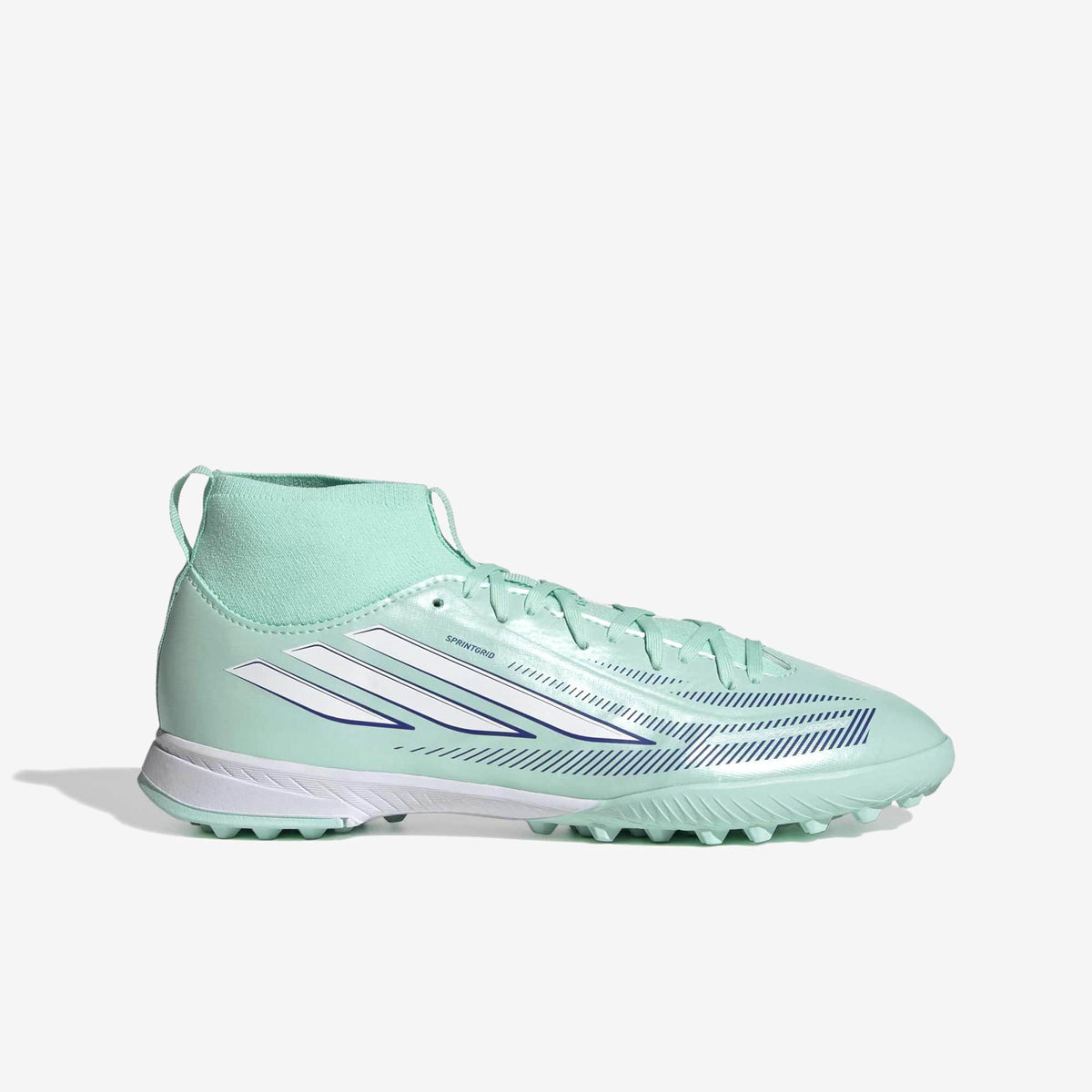adidas Jr. F50 Sparkfusion League Little/Big Kids' Turf High-Top Soccer Shoes - Clear Mint / Ftwr White / Solar Purple