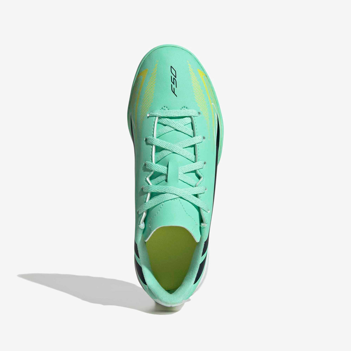 adidas Jr. F50 Hyperfast Club Little/Big Kids' Turf Low-Top Soccer Shoes - Pulse Mint / Night Navy / Solar Lemon