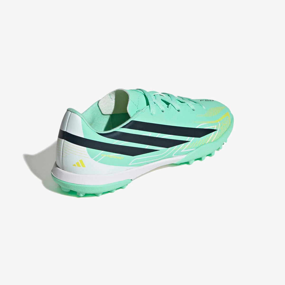 adidas Jr. F50 Hyperfast Club Little/Big Kids' Turf Low-Top Soccer Shoes - Pulse Mint / Night Navy / Solar Lemon
