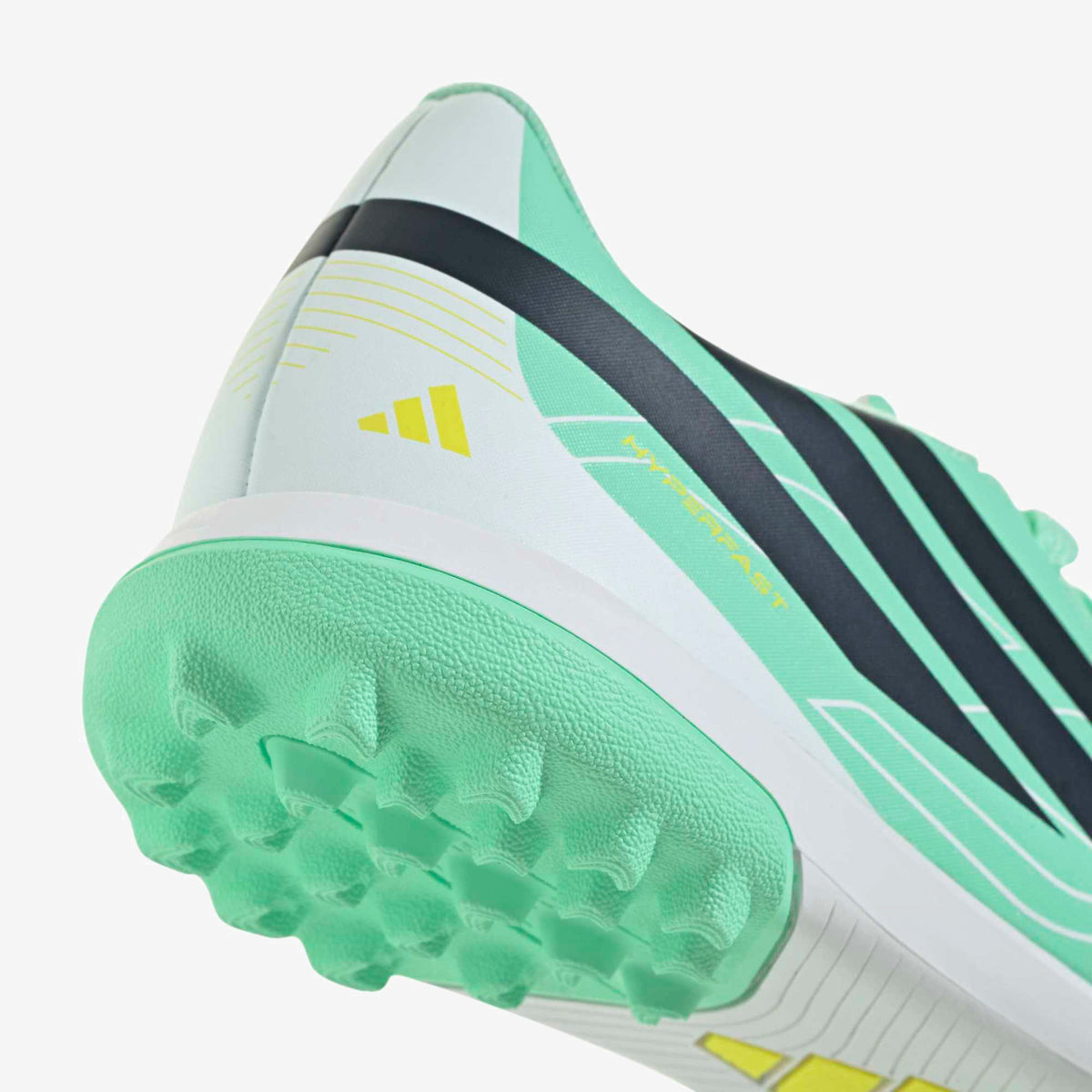 adidas Jr. F50 Hyperfast Club Little/Big Kids' Turf Low-Top Soccer Shoes - Pulse Mint / Night Navy / Solar Lemon