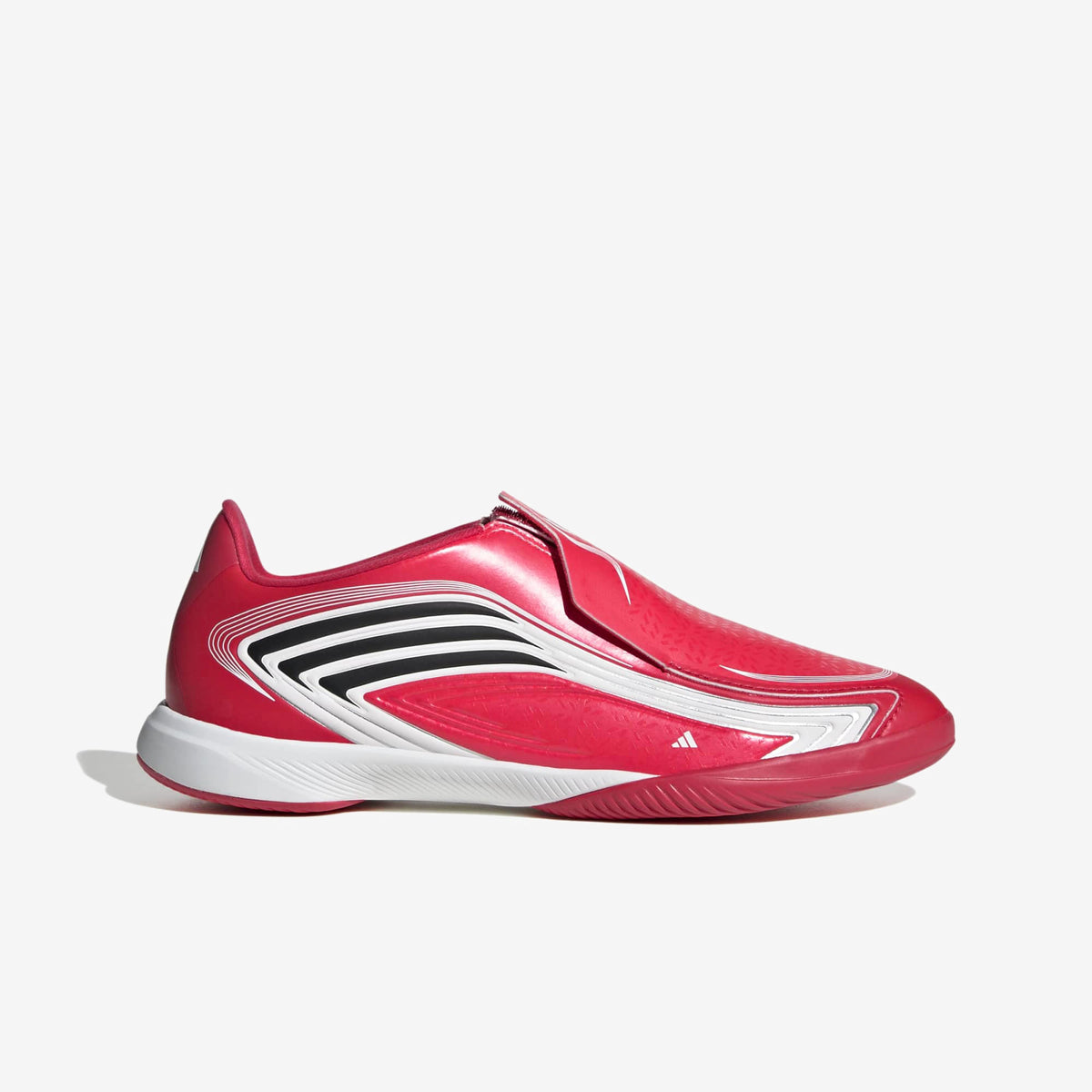 adidas Jr. F50 Messi League Laceless Big Kids' Indoor/Court Low-Top Soccer Shoes - Lucid Red / Core Black / Pure Ruby