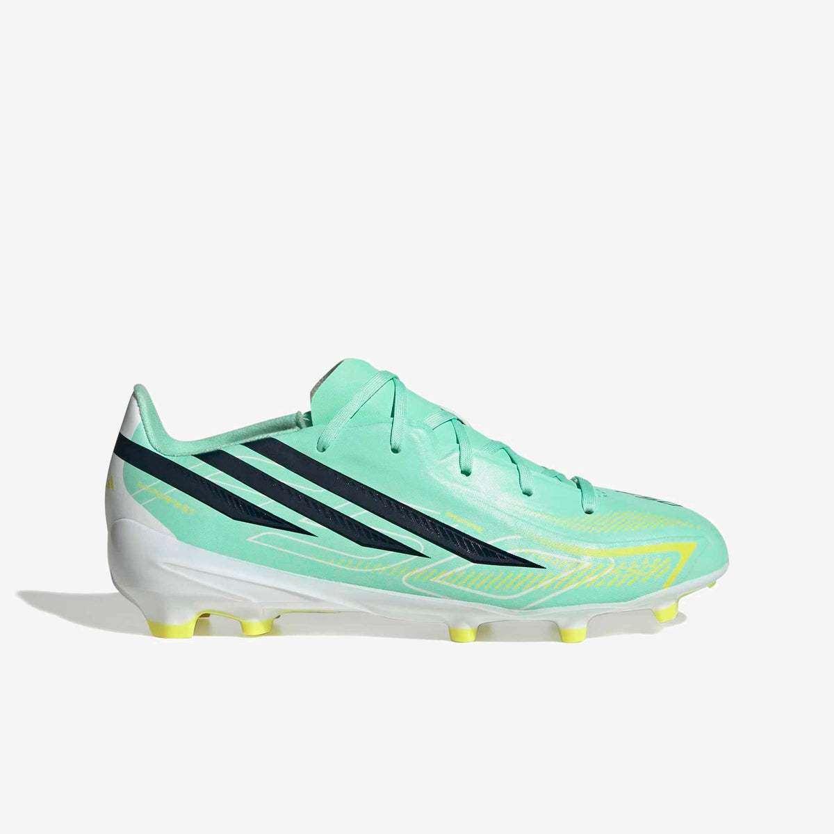 adidas Jr. F50 Hyperfast League Big Kids' Firm-Ground Low-Top Soccer Cleats - Pulse Mint / Night Navy / Solar Lemon