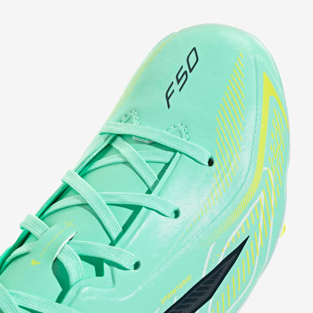 adidas Jr. F50 Hyperfast League Big Kids' Firm-Ground Low-Top Soccer Cleats - Pulse Mint / Night Navy / Solar Lemon