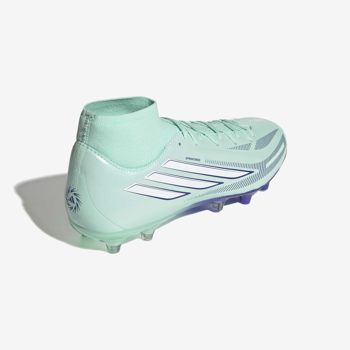 adidas F50 Sparkfusion League Mid Cut Firm Ground/Artificial Grass High-Top Soccer Cleats - Clear Mint / Ftwr White / Solar Purple