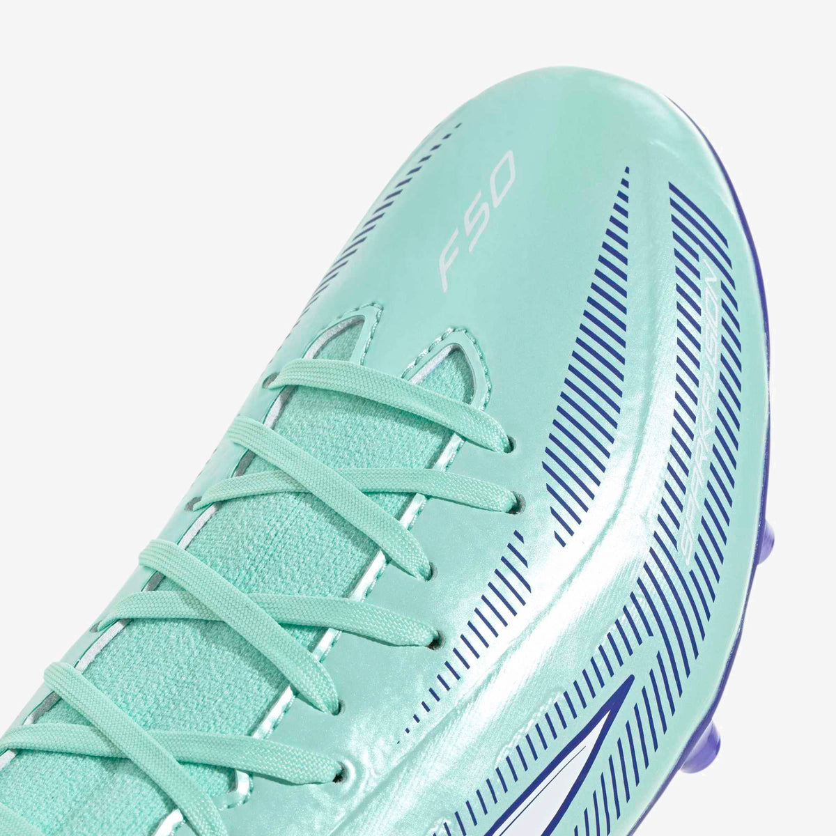 adidas F50 Sparkfusion League Mid Cut Firm Ground/Artificial Grass High-Top Soccer Cleats - Clear Mint / Ftwr White / Solar Purple