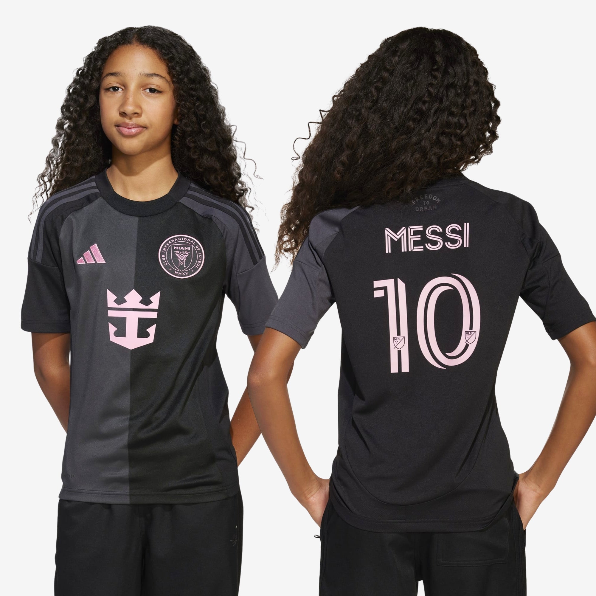 adidas Inter Miami CF 2025/26 Messi Stadium Away Kids' Soccer Jersey - Black