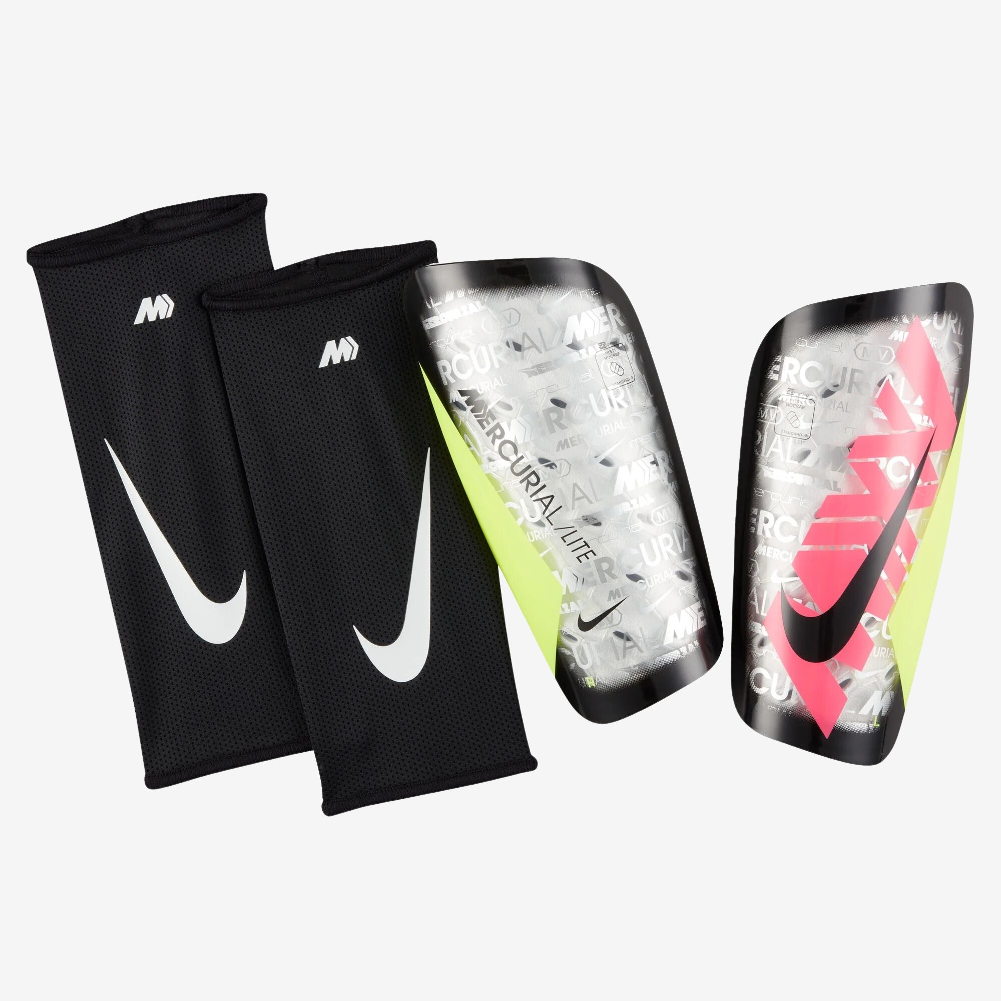 Nike Mercurial Lite 25 Soccer Shin Guards - Clear/Hyper Pink/Volt