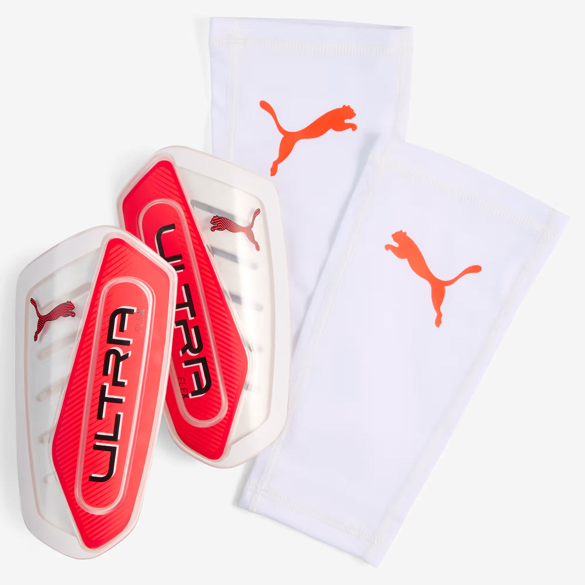 PUMA ULTRA Flex Soccer Shin Guards - PUMA White-Ultra Red